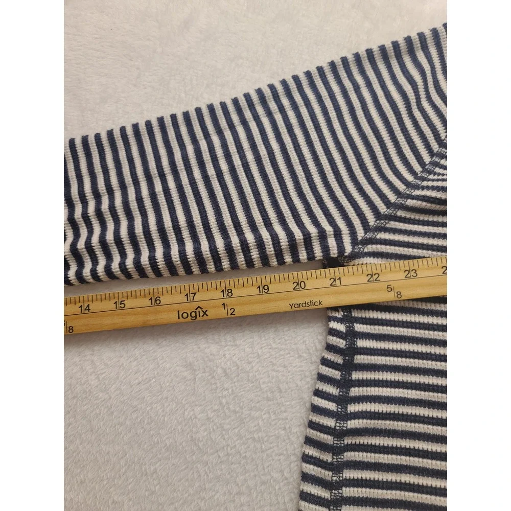 Polo Ralph Lauren Men's Large Blue White Striped Waffle Knit‎ Thermal Shirt L/S